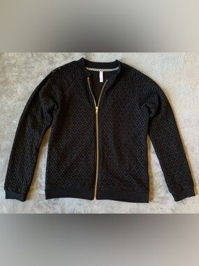 Xhilaration Black Crochet lined Jacket with Gold Zipper